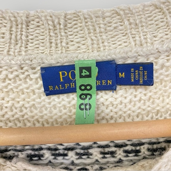 POLO Ralph Lauren  Pattern Sweater Black/Cream Nordic Fair Isle Sz M - Picture 4 of 10